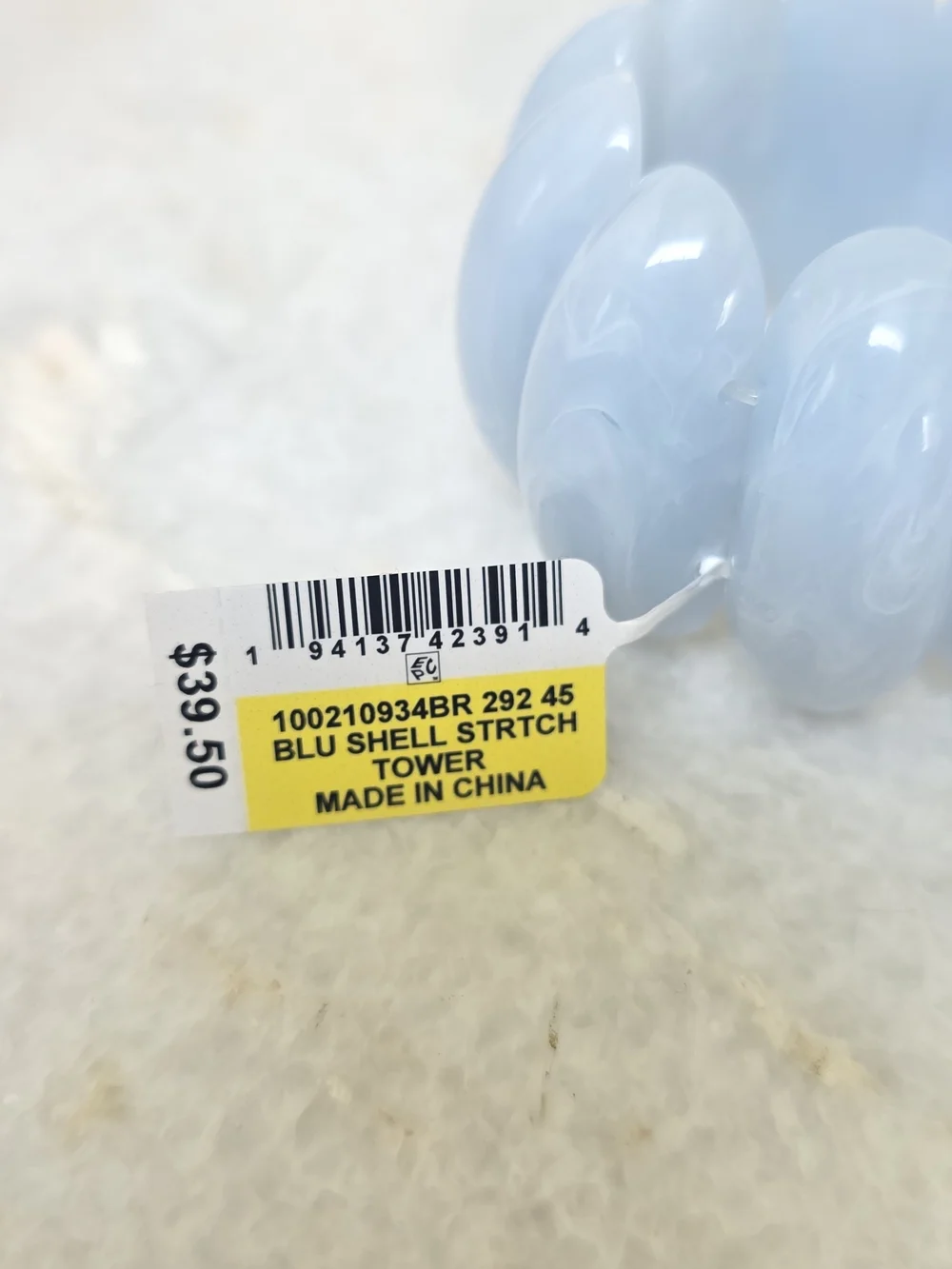 INC International Concepts Blue Shell Stretch Tower Bracelet Light Blue NWT